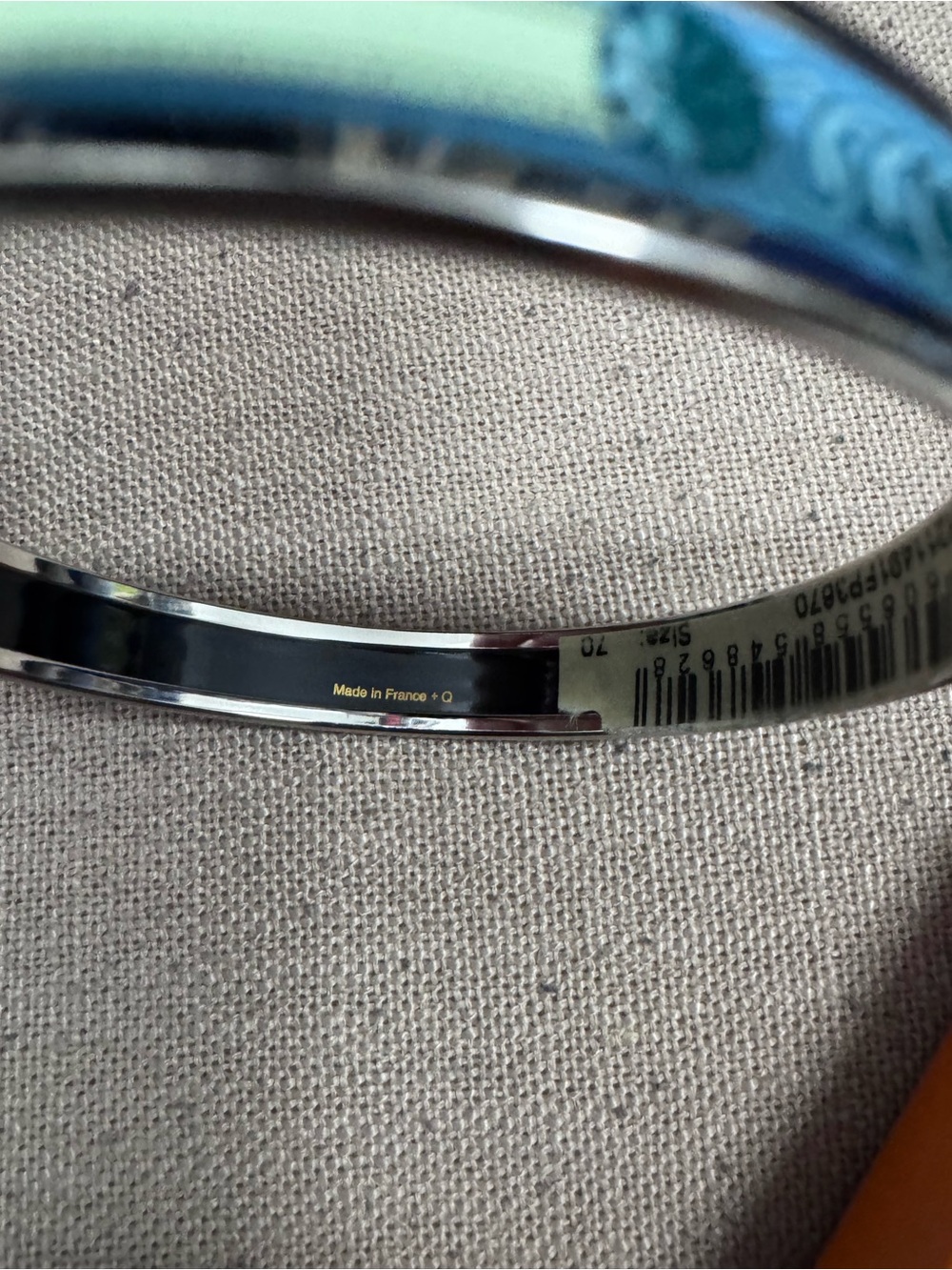 Hermès Enamel Narrow Bangle Bracelet in Teal and Aqua - Picture 7 of 7